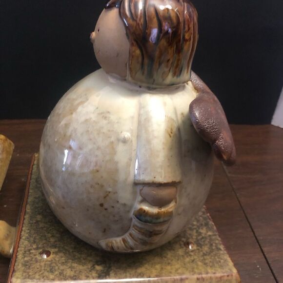 Vintage Kirklands Potters Garden Snowman And Angel Pottery Stocking Hangers - Picture 9 of 12